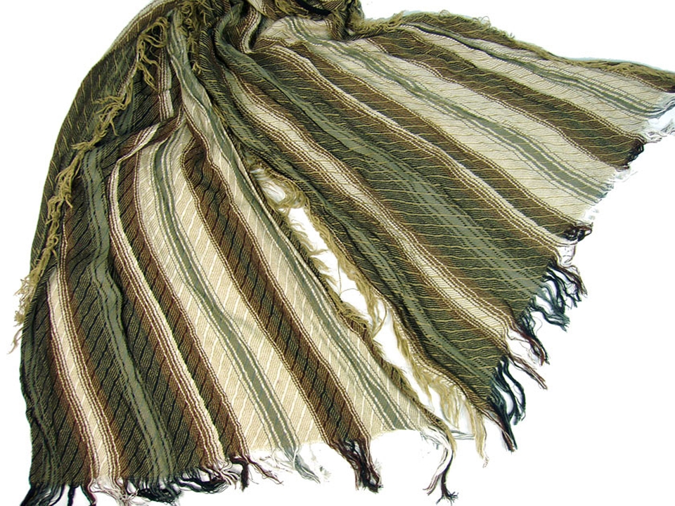 Striped & Textured Viscose Scarf