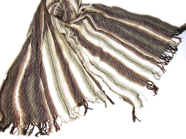 Striped & Textured Viscose Scarf