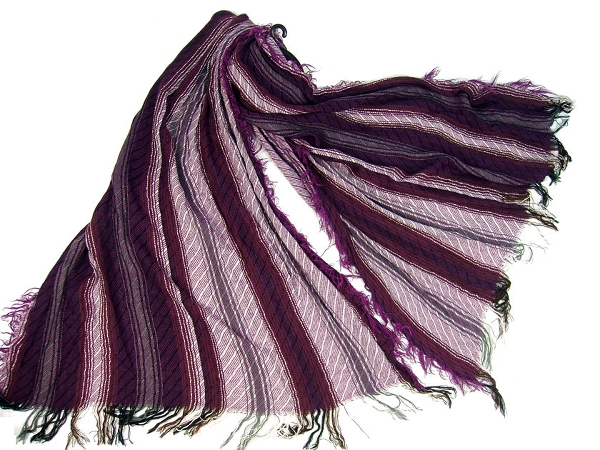 Striped & Textured Viscose Scarf