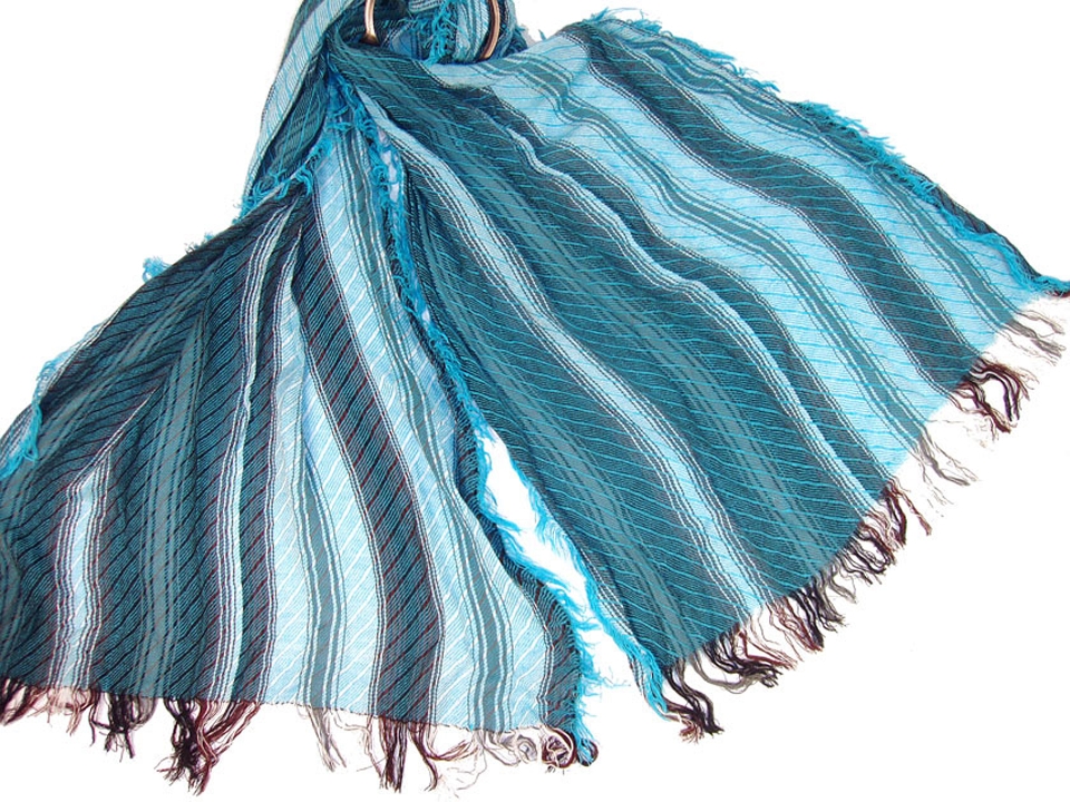 Striped & Textured Viscose Scarf