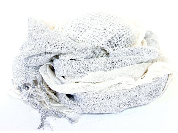 Ruffled Two Tone Polyester Scarf