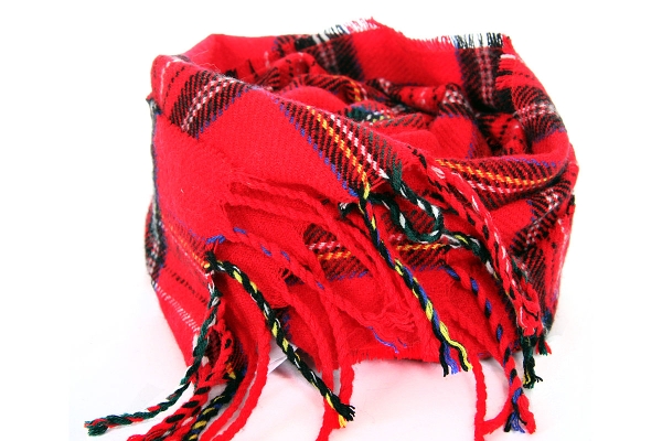 Multi Colored Plaids Red Acrylic Scarf
