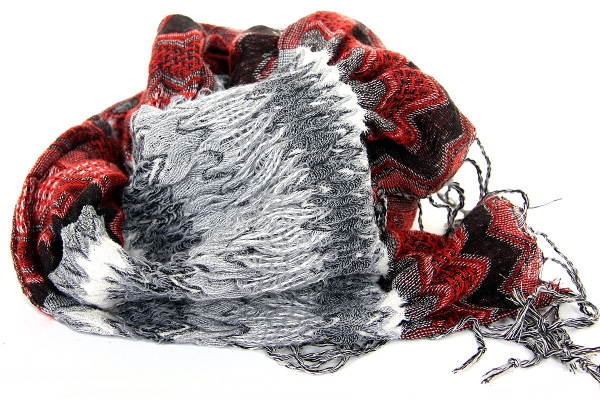 Quilted Knit Scarf in Red & Brown