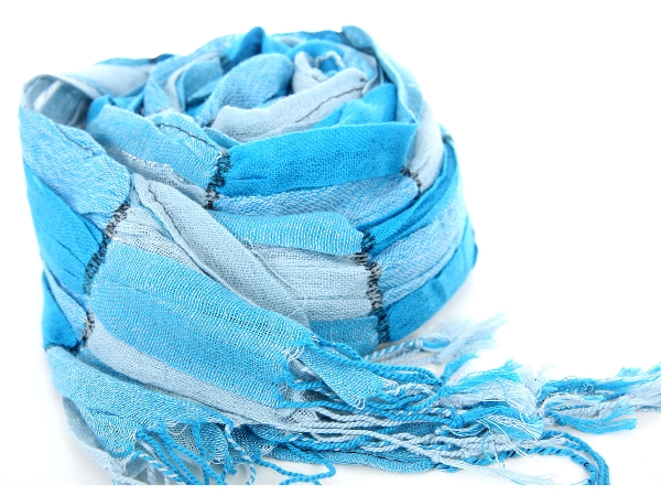 Checkered Turquoise Polyester Scarf