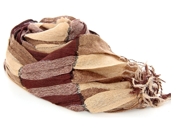 Checkered Brown Polyester Scarf