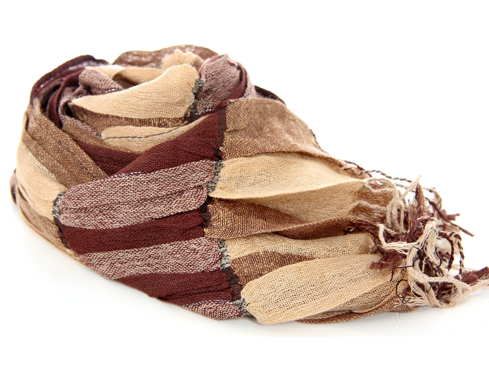 Checkered Brown Polyester Scarf
