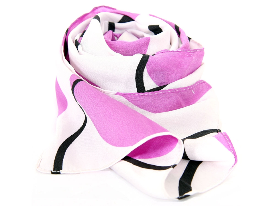 Pink & Black Circles Polyester Scarf