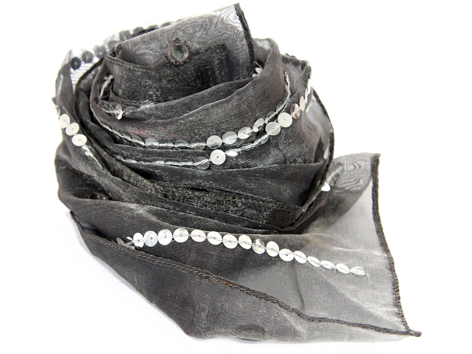 Sheer Sequined Polyester Scarf
