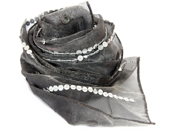 Sheer Sequined Polyester Scarf