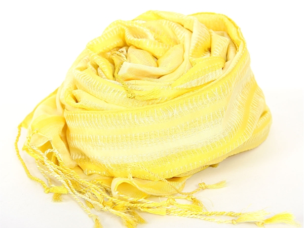 Striped & Stitched Yellow Polyester Scarf