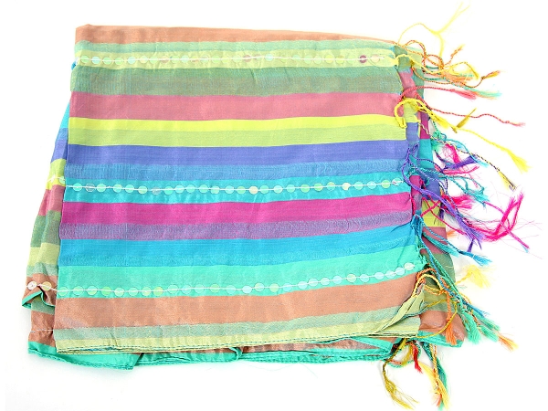Multi Colored Striped Polyester Scarf