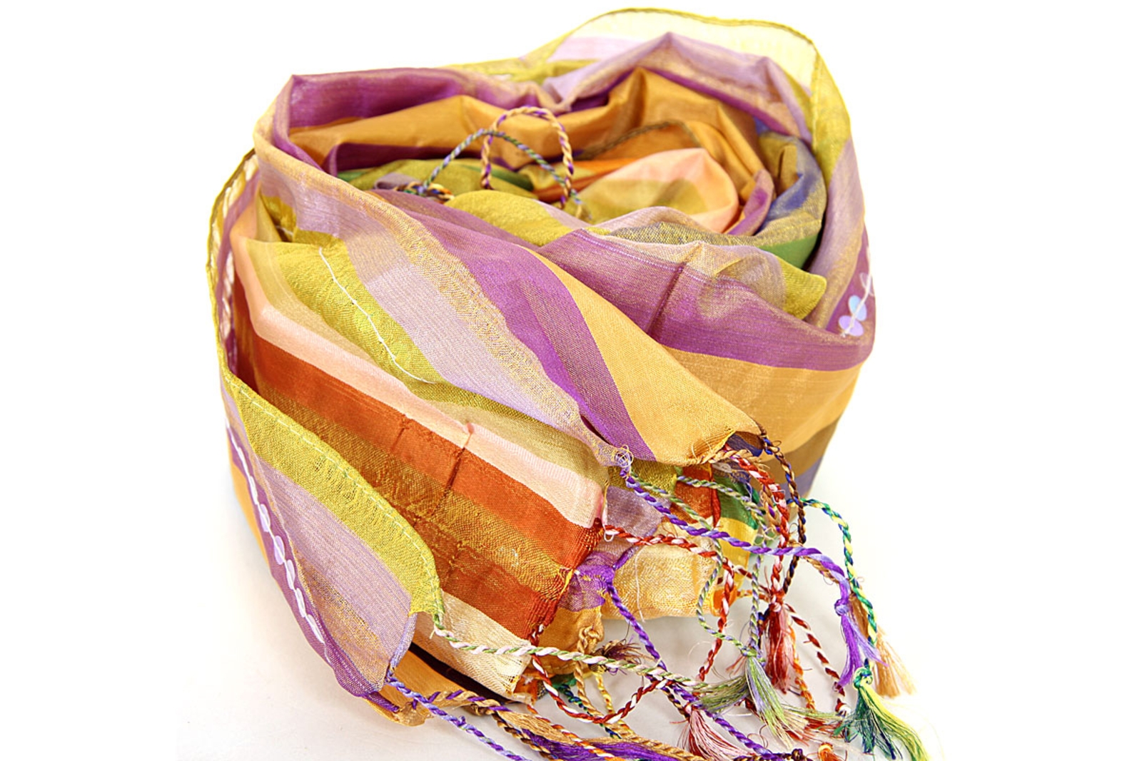 Stripes & Sequins Polyester Scarf