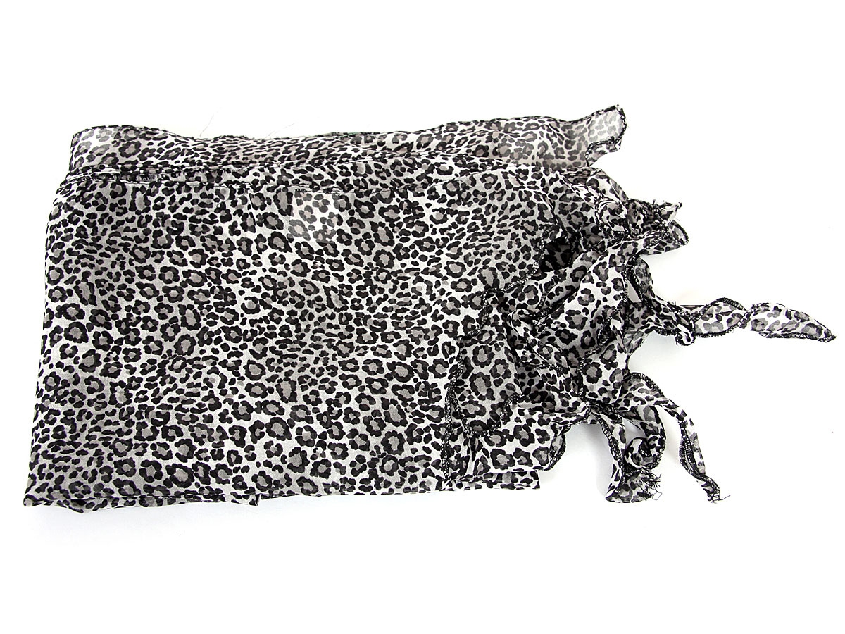 Leopard Print Fringed Polyester Scarf
