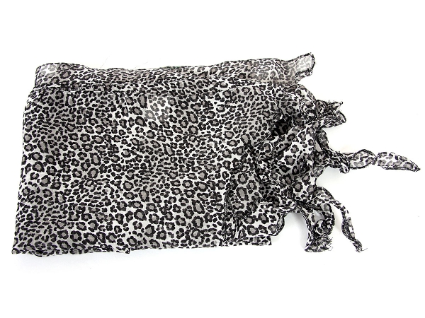 Leopard Print Fringed Polyester Scarf