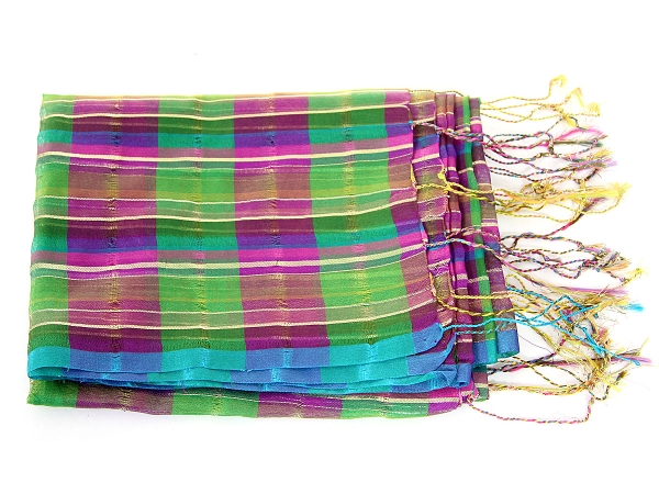 Green Fuchsia Plaids Amalgamate Polyester Scarf