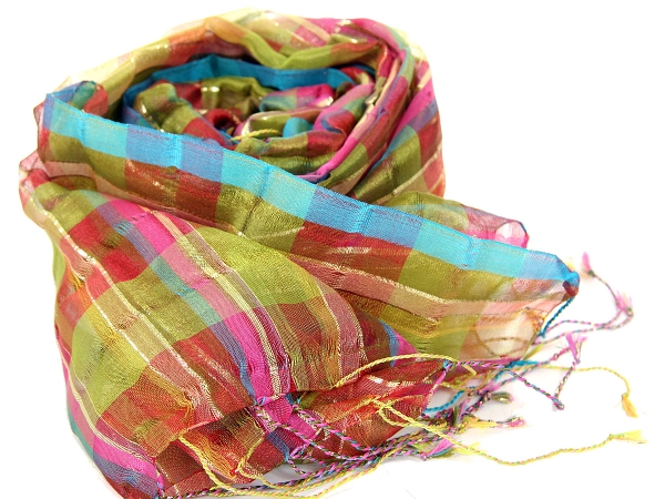 Golden Stripes Plaids Checkered Scarf