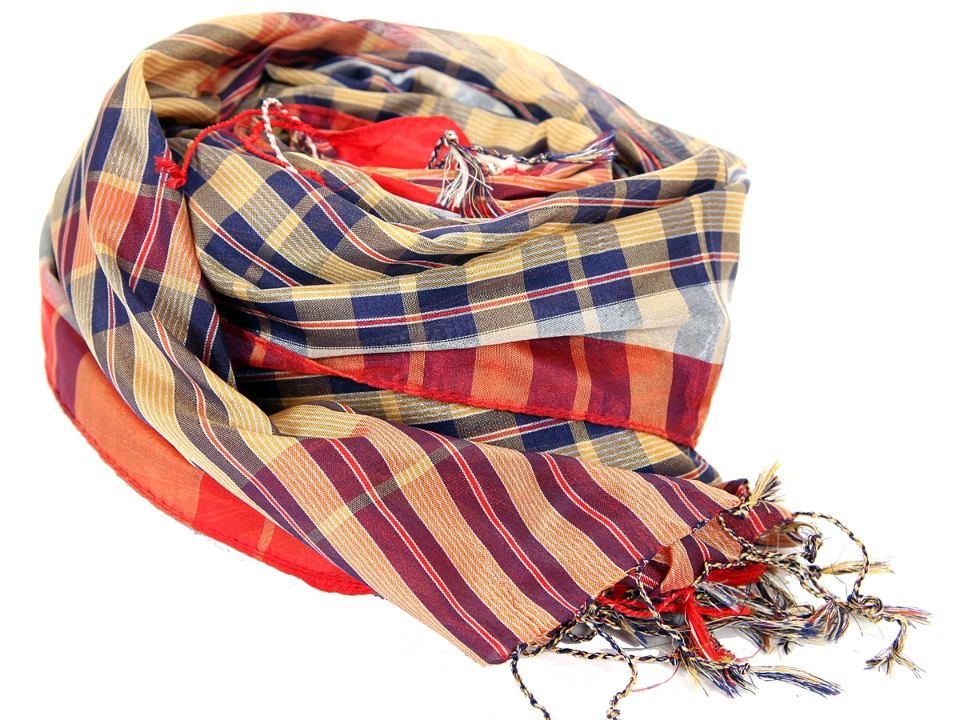 Plaided Gold Polyester Scarf