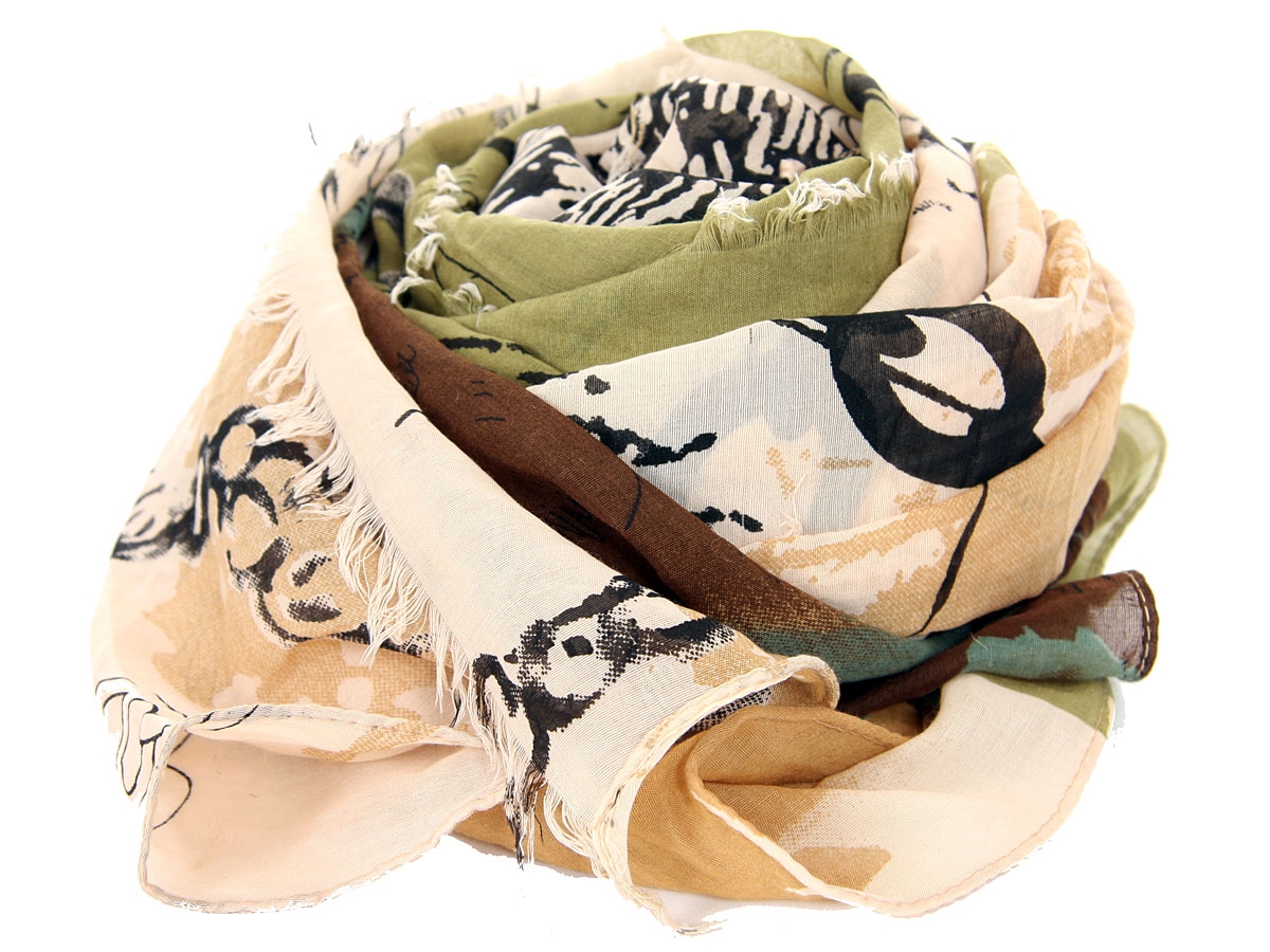 Artistic Print Fringy Polyester Scarf