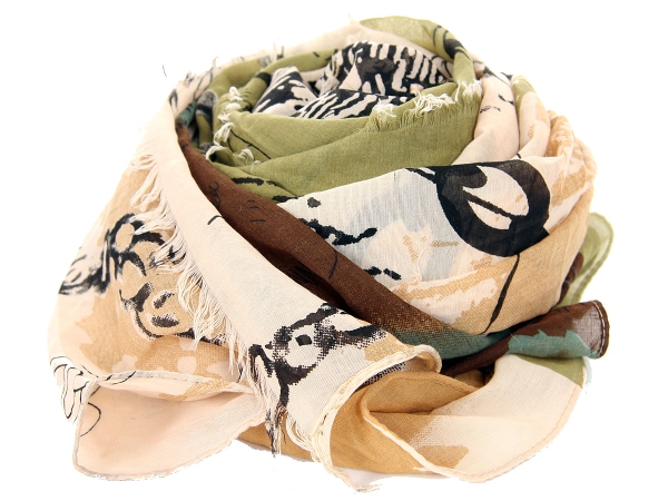 Artistic Print Fringy Polyester Scarf