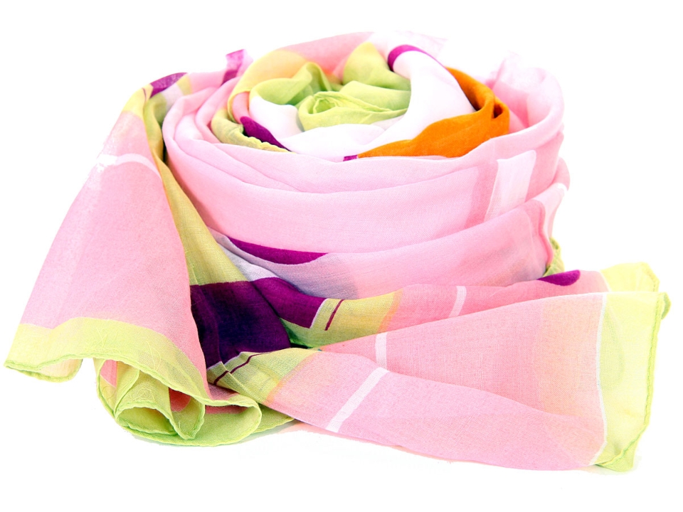 Pink Circles & Stripes Polyester Scarf