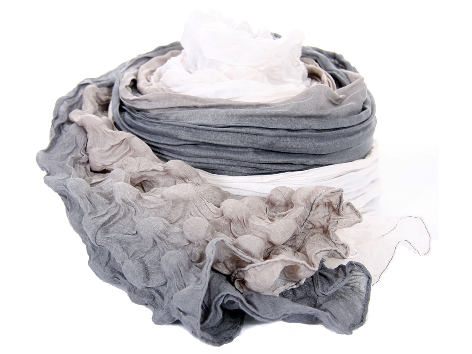 Crinkled Triple Tone Polyester Scarf