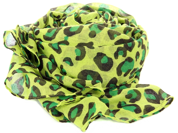 Lime Green Cheetah Print Polyester Scarf