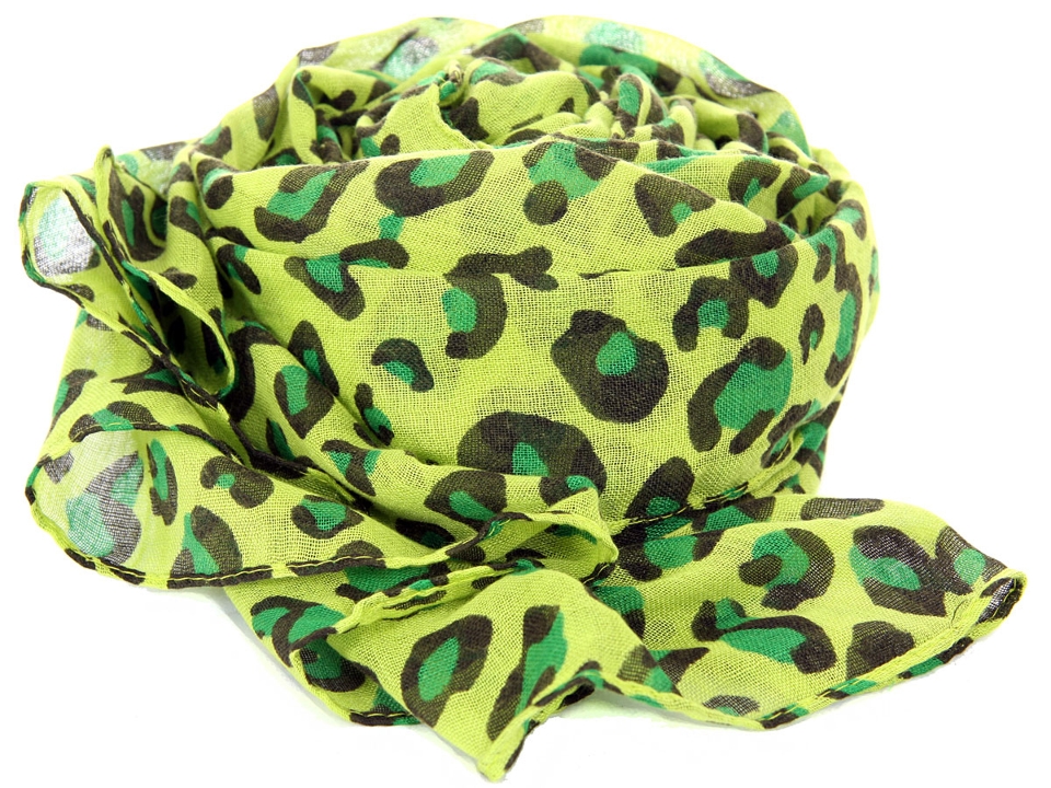 Lime Green Cheetah Print Polyester Scarf