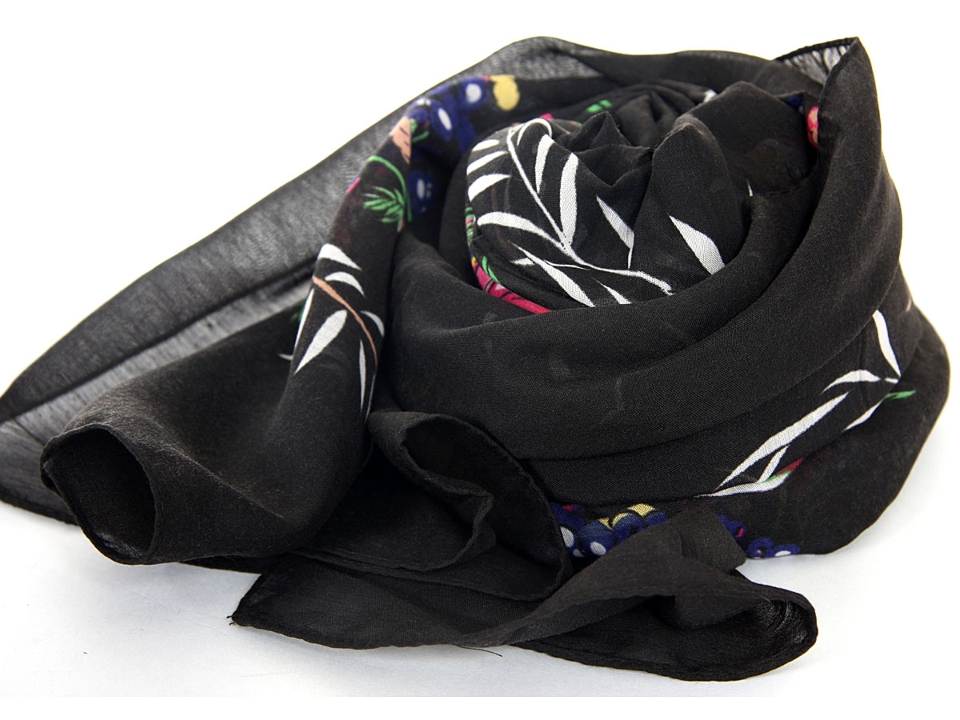 Floral Black Scarf for Women