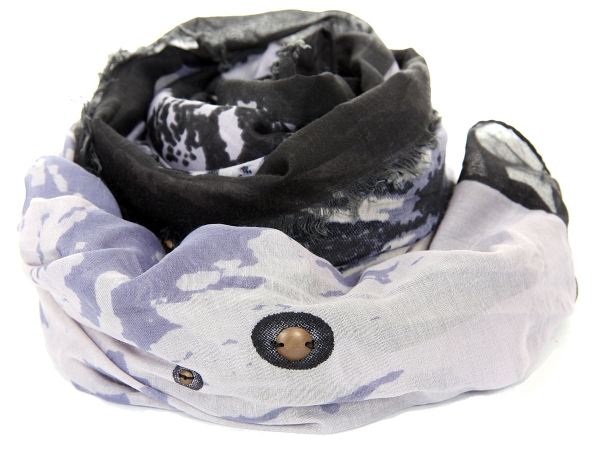 Abstract Print Polyester Scarf with Studs