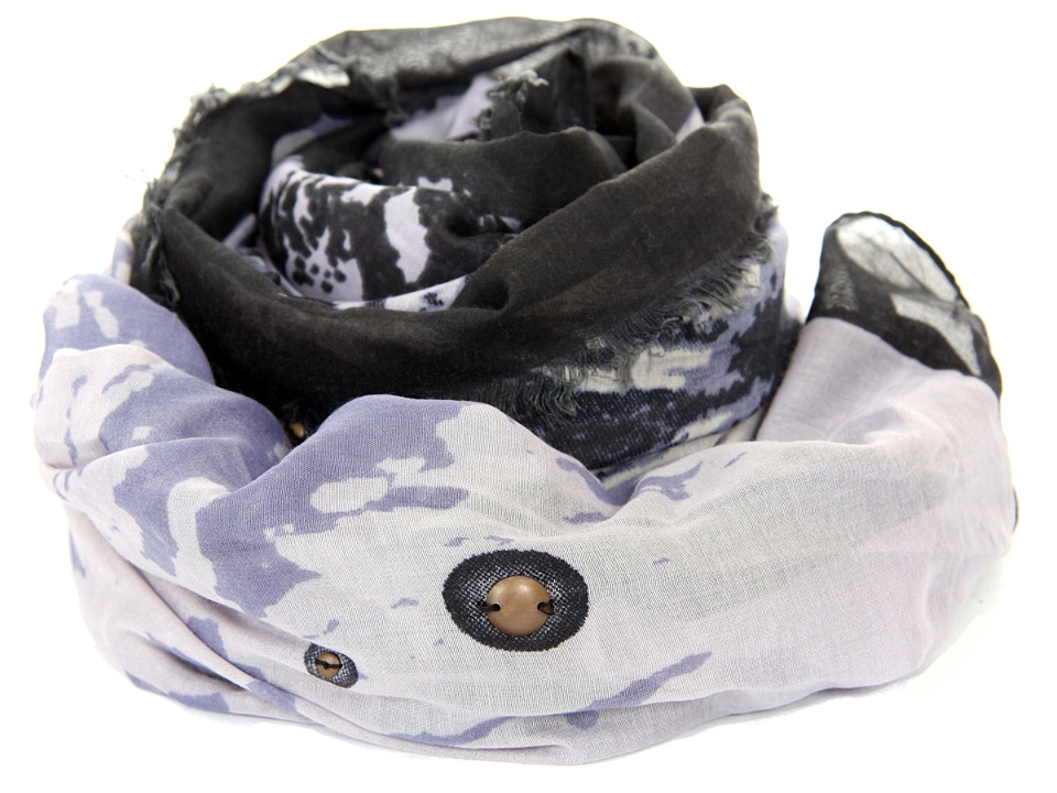 Abstract Print Polyester Scarf with Studs