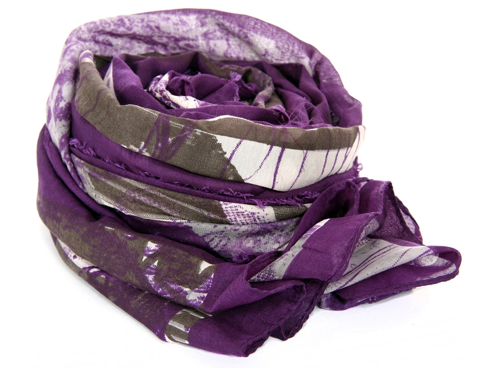 Skull Print Purple Polyester Scarf
