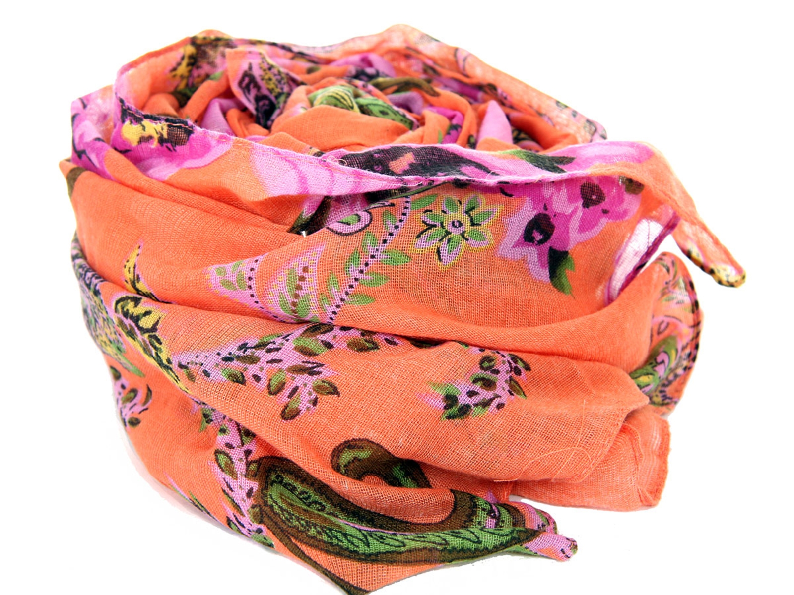 Flowers & Paisley Polyester Scarf