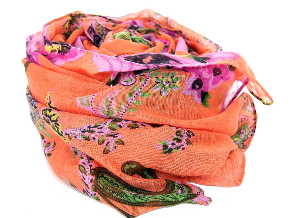 Flowers & Paisley Polyester Scarf