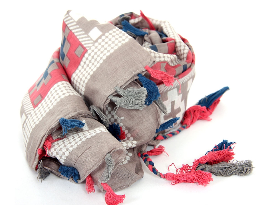 Geometric Pattern Cotton Scarf