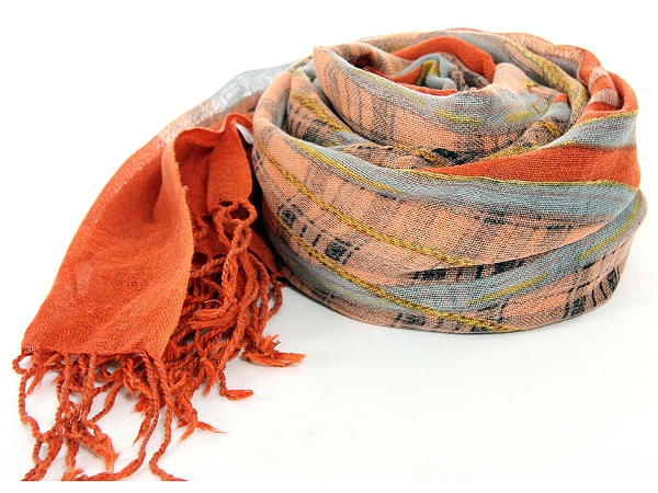 Checkered & Tussels Print Wool Scarf