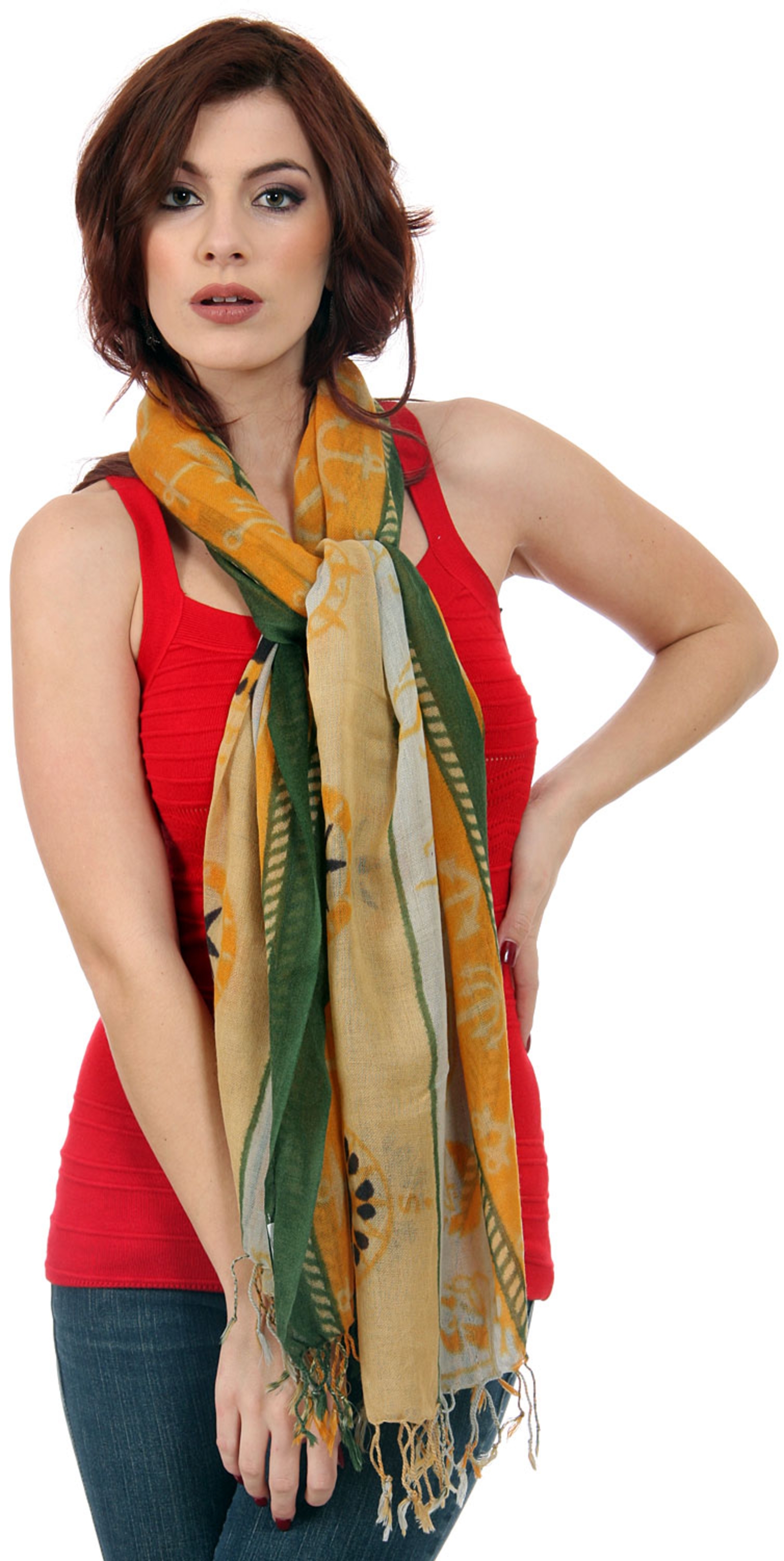Nautical Symbology Print Wool Scarf