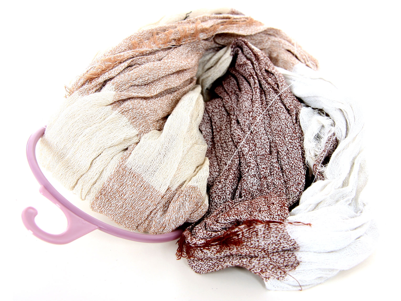 Two Tone Woven Crinkled Polyester Scarf