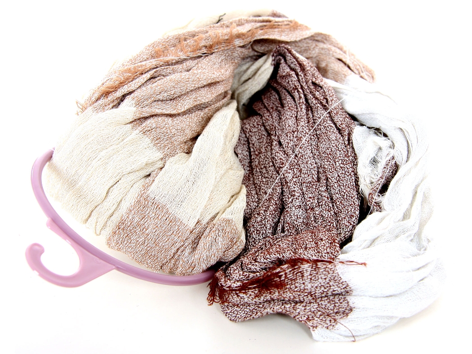 Two Tone Woven Crinkled Polyester Scarf