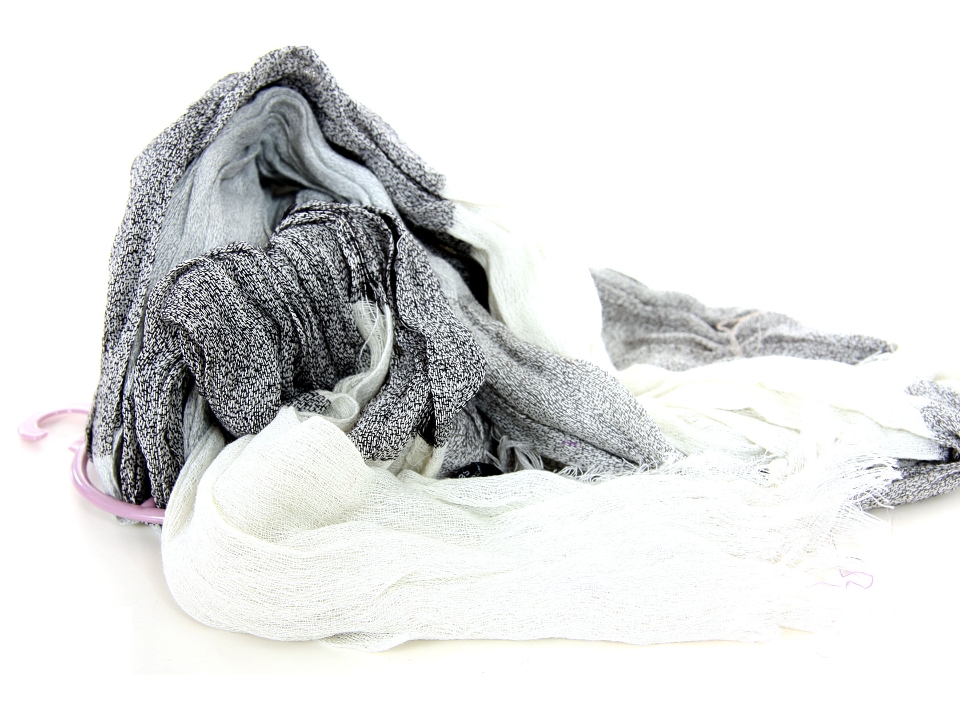 Two Tone Woven Crinkled Polyester Scarf