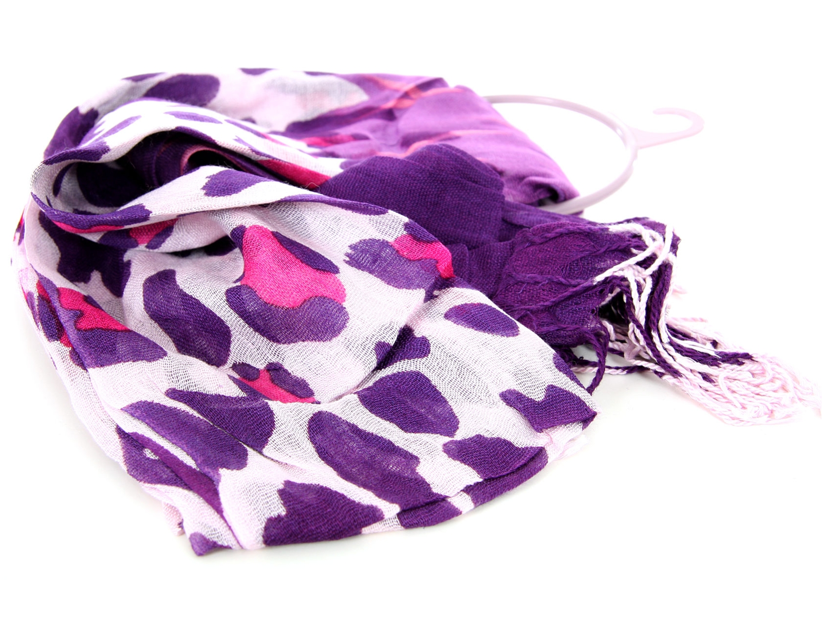 Cow Print Scarf with Purple & Pink Ends