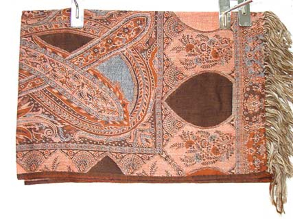 Printed Wool Shawl with Fringes
