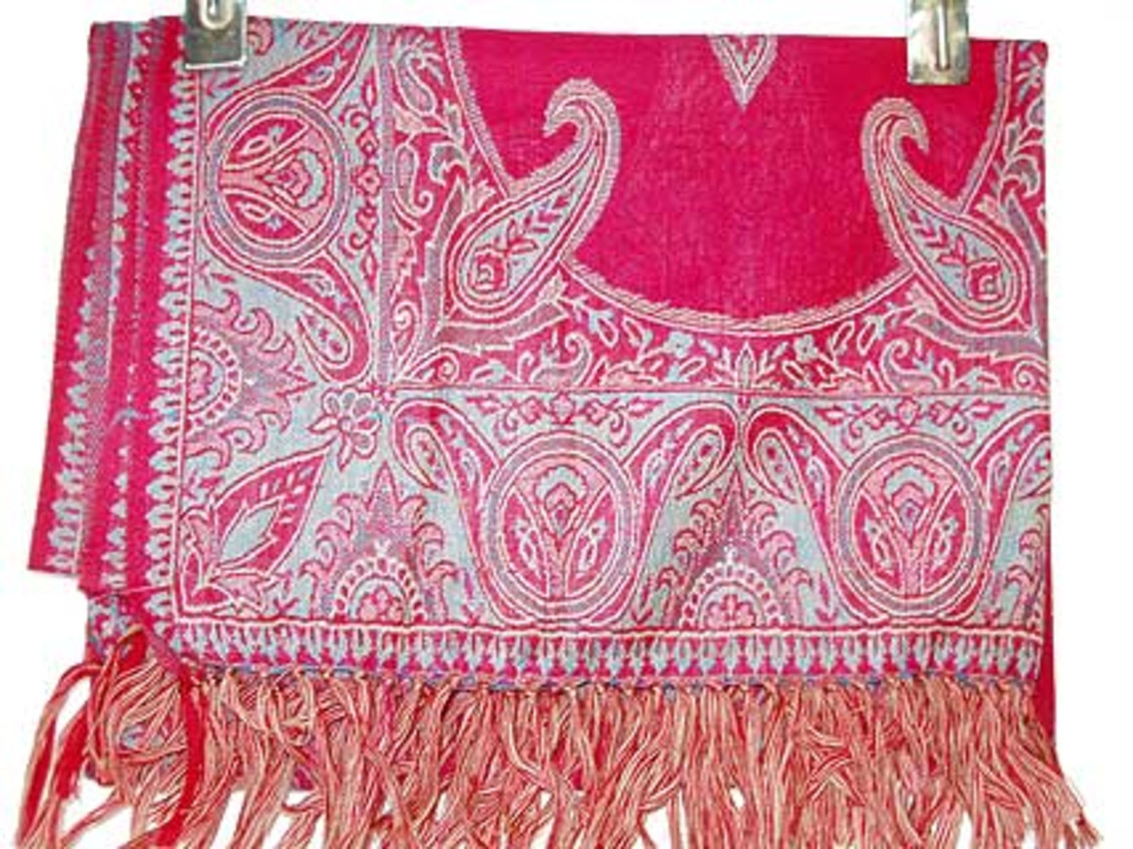 Pure Wool Jamawar Shawl in Fuchsia