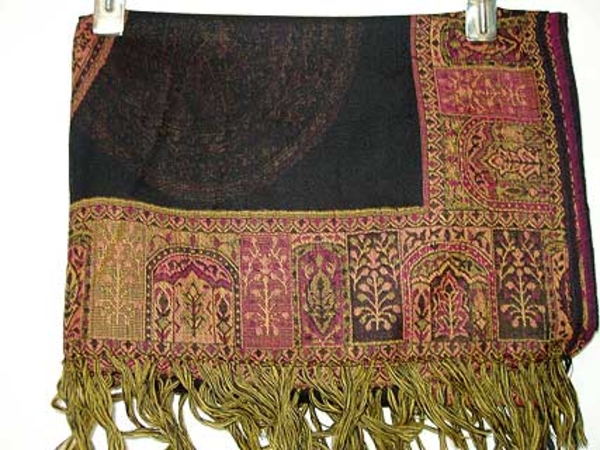 Pure Wool Jamawar Shawl in Black