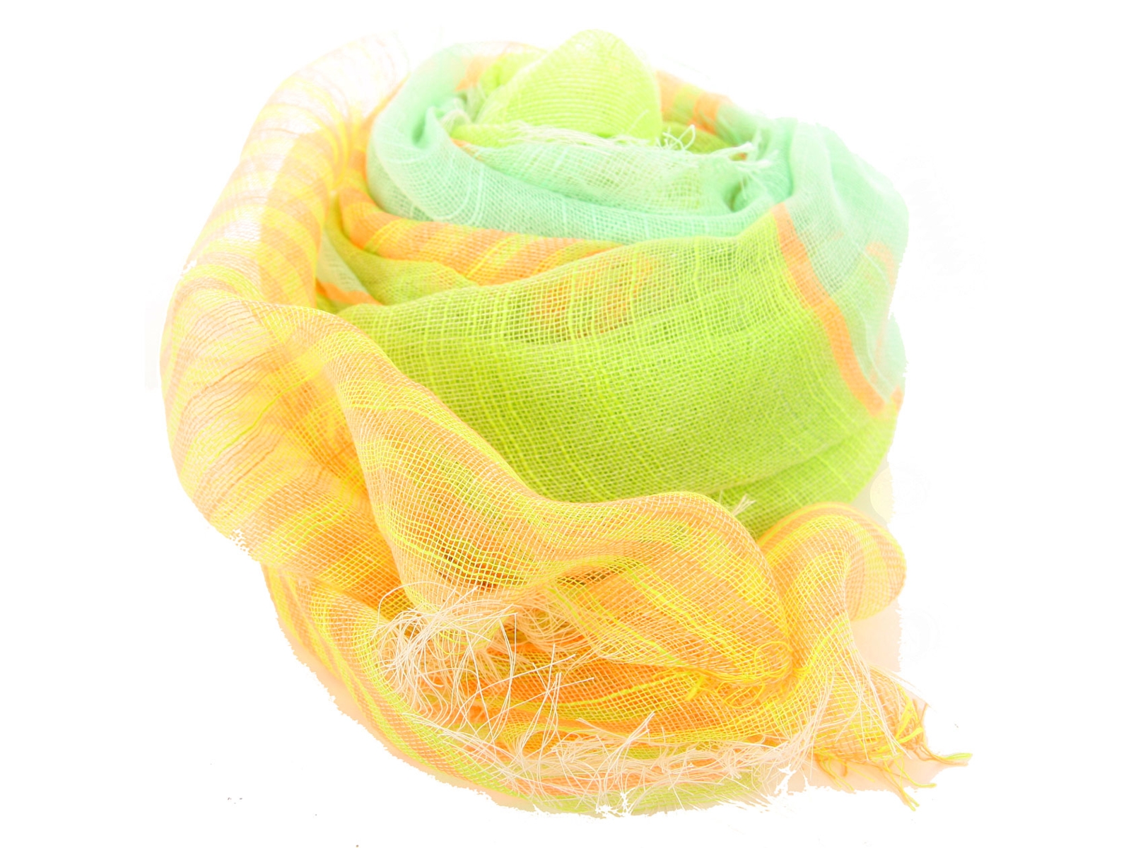 Striped Green Polyester Scarf