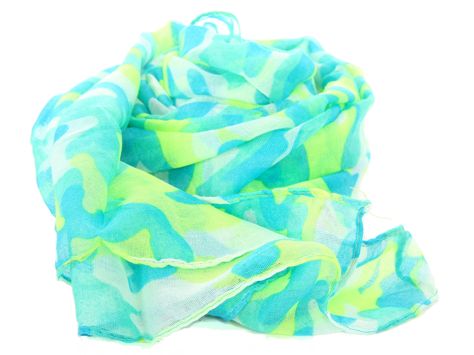 Lime Army Print Polyester Scarf