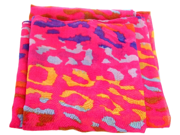 Pink/Multi Print Polyester Scarf