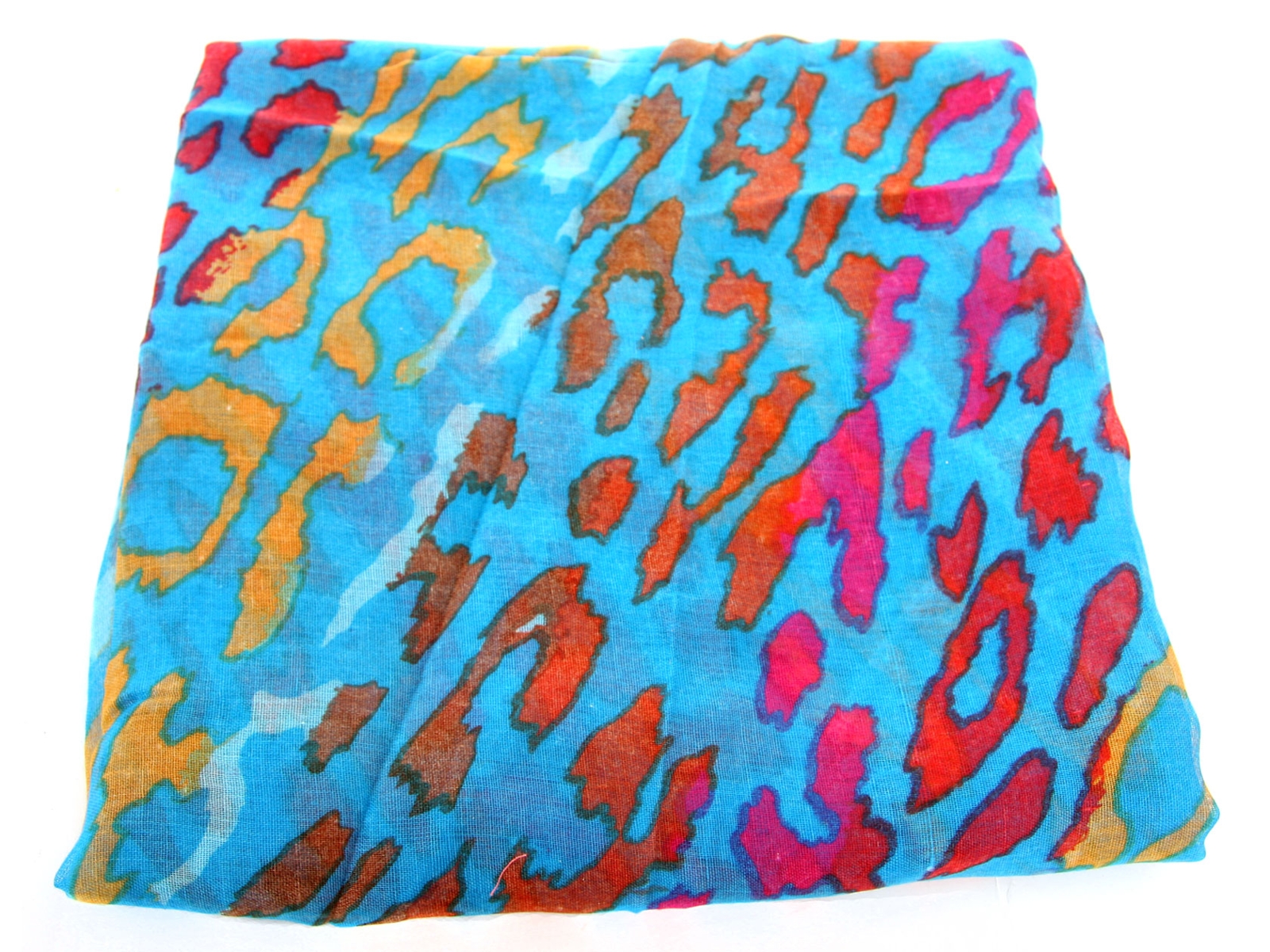 Blue/Multi Print Polyester  Scarf