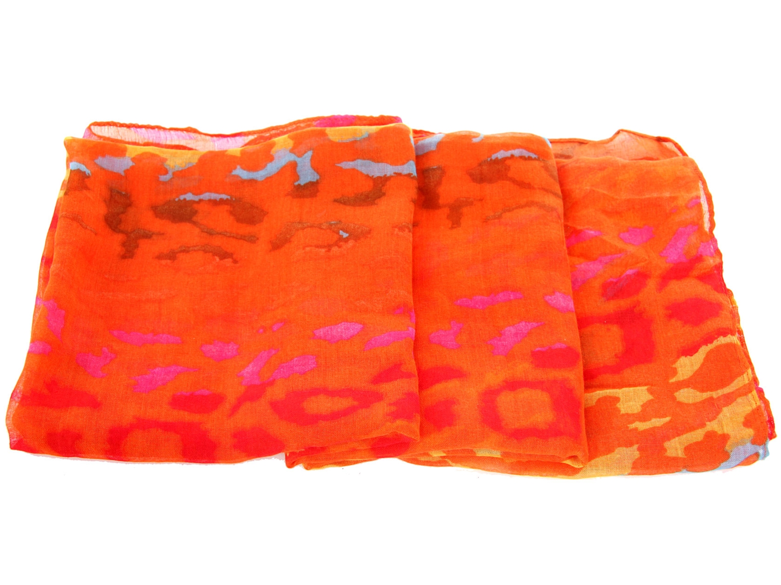 Orange/Multi Print Polyester  Scarf