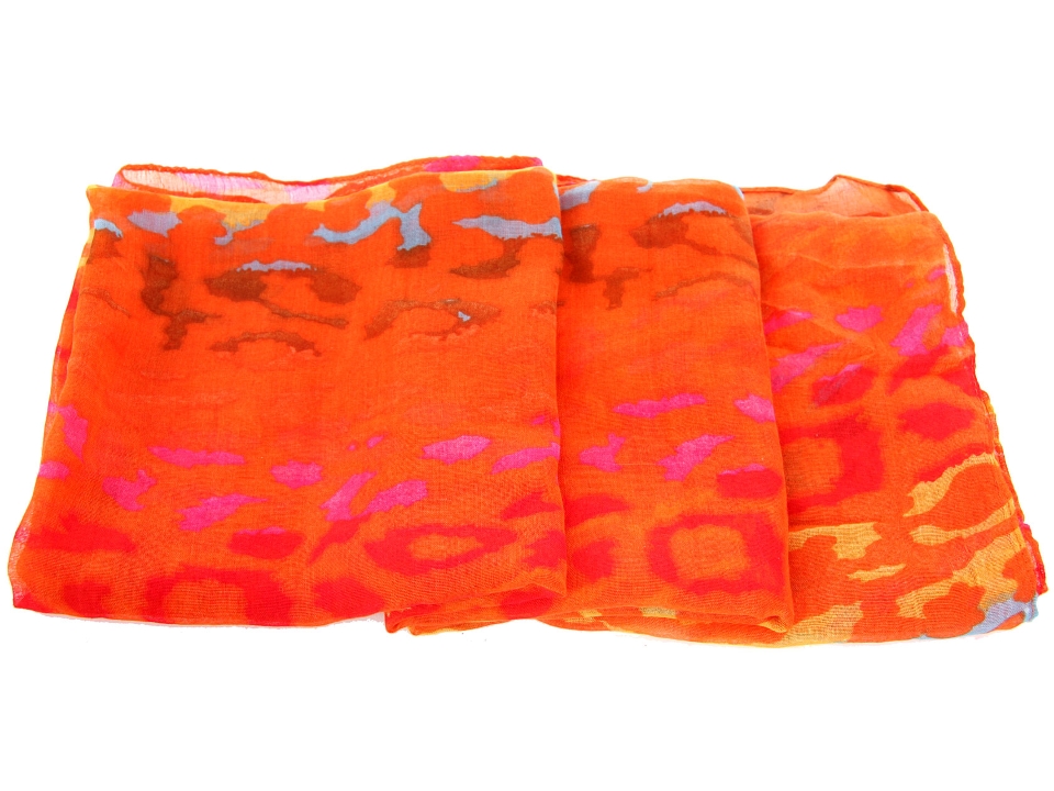 Orange/Multi Print Polyester  Scarf