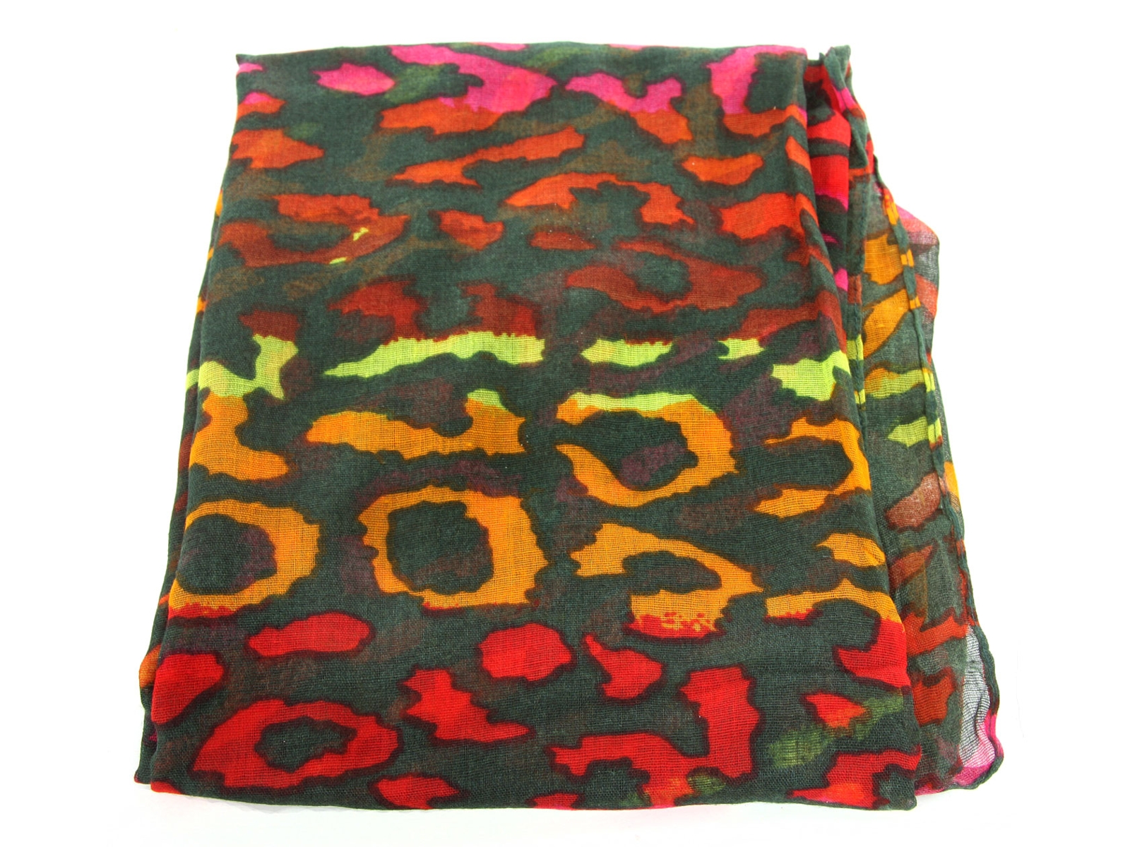 Multi Color Print Green Polyester Scarf